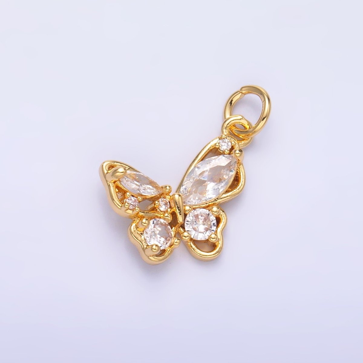 24K Gold Filled Cluster CZ Butterfly Insect Mini Charm in Gold &amp; Silver | C034