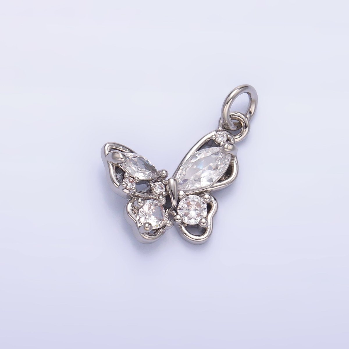 24K Gold Filled Cluster CZ Butterfly Insect Mini Charm in Gold &amp; Silver | C034