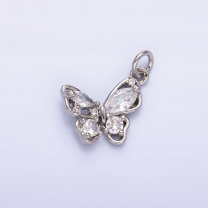 24K Gold Filled Cluster CZ Butterfly Insect Mini Charm in Gold &amp; Silver | C034