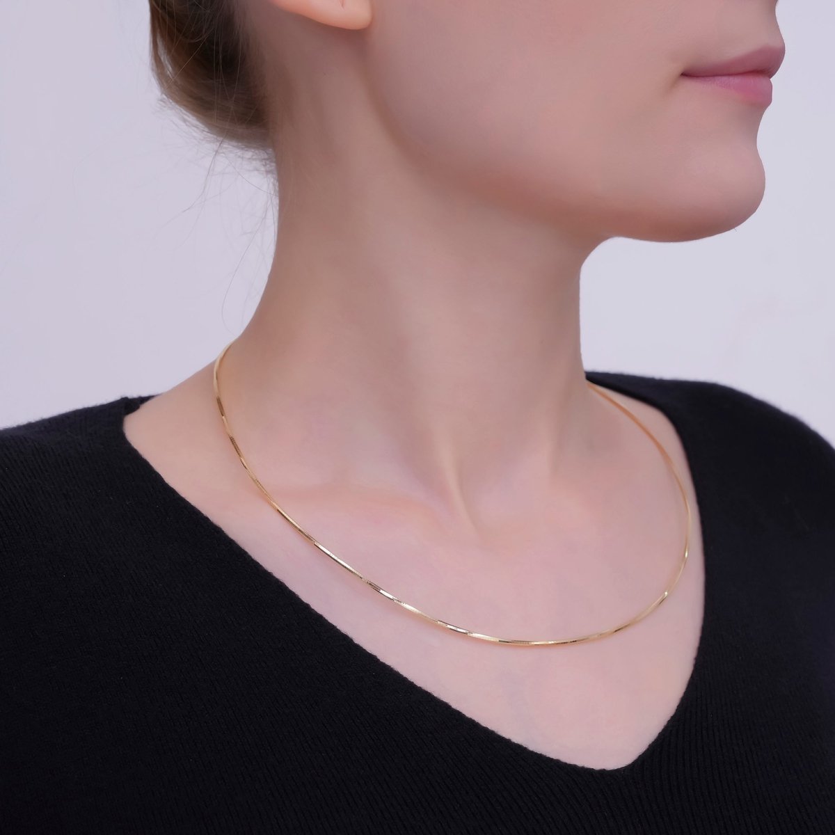 24K Gold Filled Structured Cocoon Chain Collar Necklace in Gold &amp; Silver | WA-3137 WA-3138