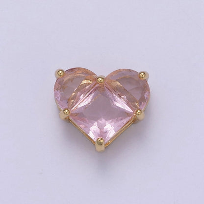 24K Gold Filled Colorful 10mm Cubic Zirconia Heart Love Spacer Beads | B-009 B-011 B-012 B-017 B-020 B-024 B-037 B-052