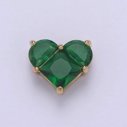 24K Gold Filled Colorful 10mm Cubic Zirconia Heart Love Spacer Beads | B-009 B-011 B-012 B-017 B-020 B-024 B-037 B-052