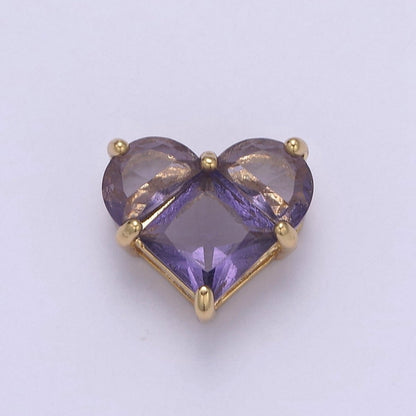 24K Gold Filled Colorful 10mm Cubic Zirconia Heart Love Spacer Beads | B-009 B-011 B-012 B-017 B-020 B-024 B-037 B-052