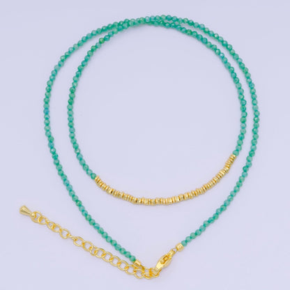 24K Gold Filled Colorful Gemstone Bead Necklace 16.92 Inch with Extender | WA-3626 - WA-3644
