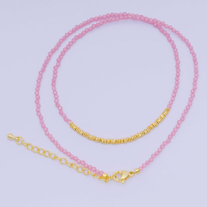 24K Gold Filled Colorful Gemstone Bead Necklace 16.92 Inch with Extender | WA-3626 - WA-3644