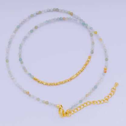 24K Gold Filled Colorful Gemstone Bead Necklace 16.92 Inch with Extender | WA-3626 - WA-3644