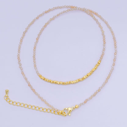 24K Gold Filled Colorful Gemstone Bead Necklace 16.92 Inch with Extender | WA-3626 - WA-3644