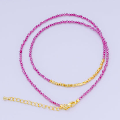 24K Gold Filled Colorful Gemstone Bead Necklace 16.92 Inch with Extender | WA-3626 - WA-3644