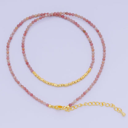 24K Gold Filled Colorful Gemstone Bead Necklace 16.92 Inch with Extender | WA-3626 - WA-3644