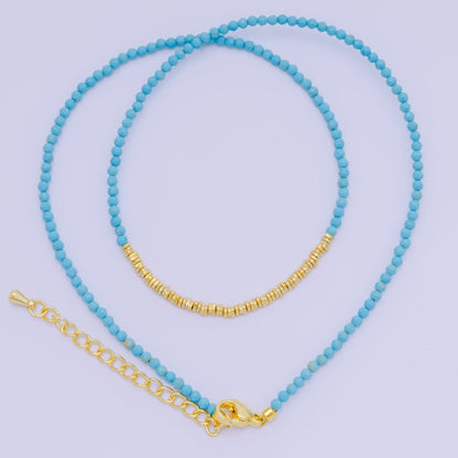 24K Gold Filled Colorful Gemstone Bead Necklace 16.92 Inch with Extender | WA-3626 - WA-3644