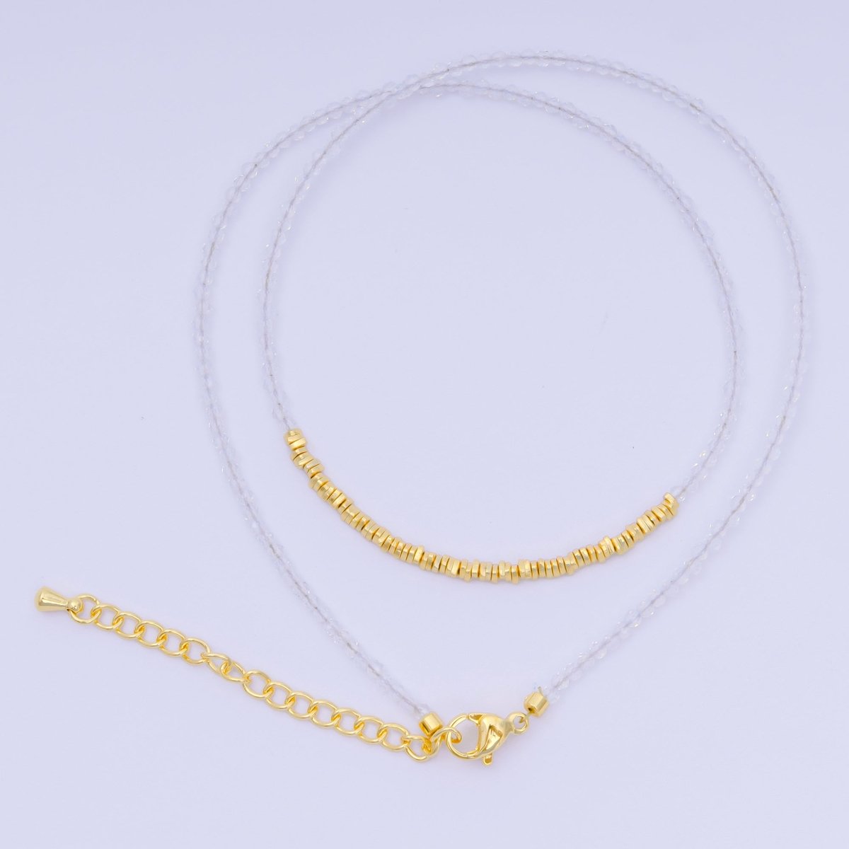 24K Gold Filled Colorful Gemstone Bead Necklace 16.92 Inch with Extender | WA-3626 - WA-3644