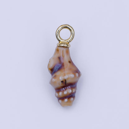 24K Gold Filled Conch Sea Shell Ceramic Drop Pendant | N104 - N107