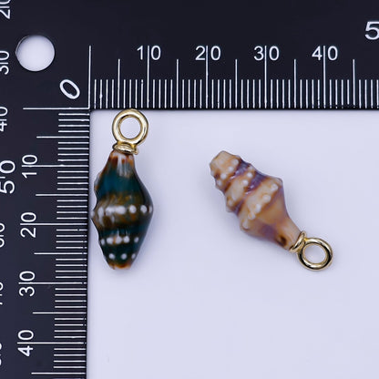 24K Gold Filled Conch Sea Shell Ceramic Drop Pendant | N104 - N107
