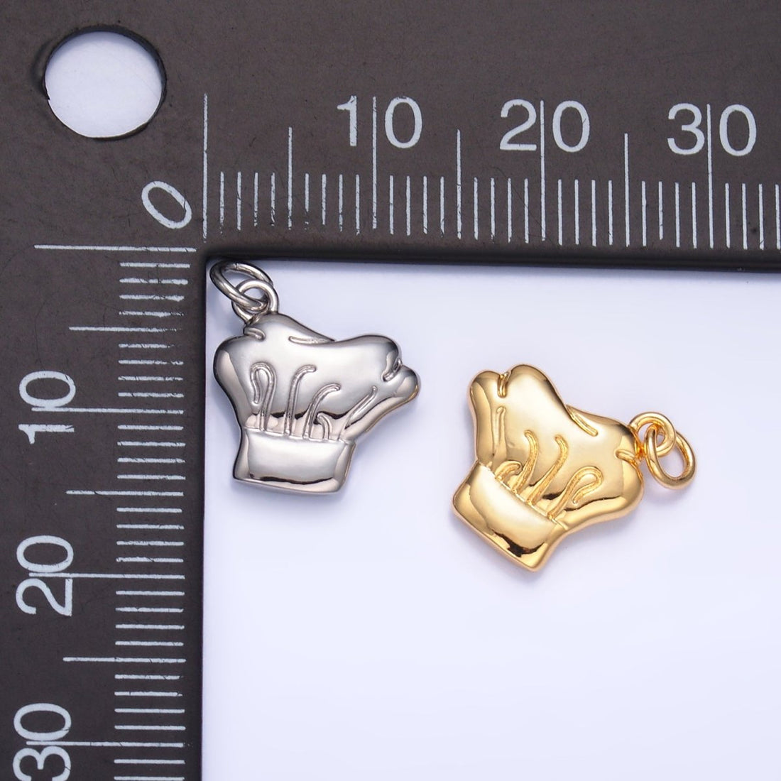 24K Gold Filled Cooking Baking Chef Hat Charm in Gold &amp; Silver | W238