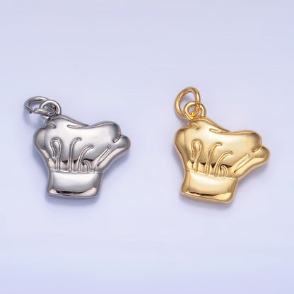 24K Gold Filled Cooking Baking Chef Hat Charm in Gold &amp; Silver | W238
