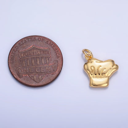 24K Gold Filled Cooking Baking Chef Hat Charm in Gold &amp; Silver | W238