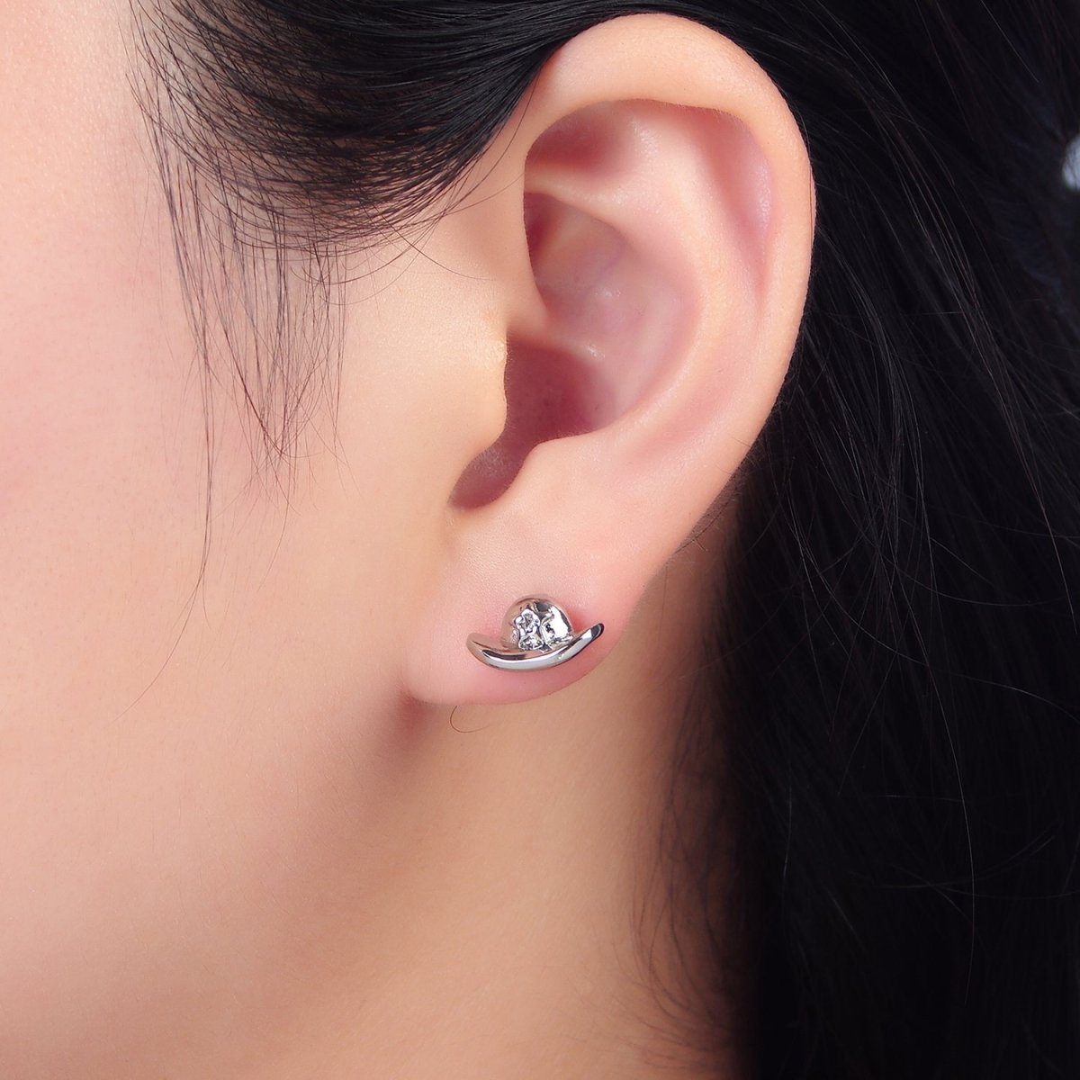 24K Gold Filled Cowboy Hat Boots CZ Stud Earrings Set in Gold &amp; Silver | P415