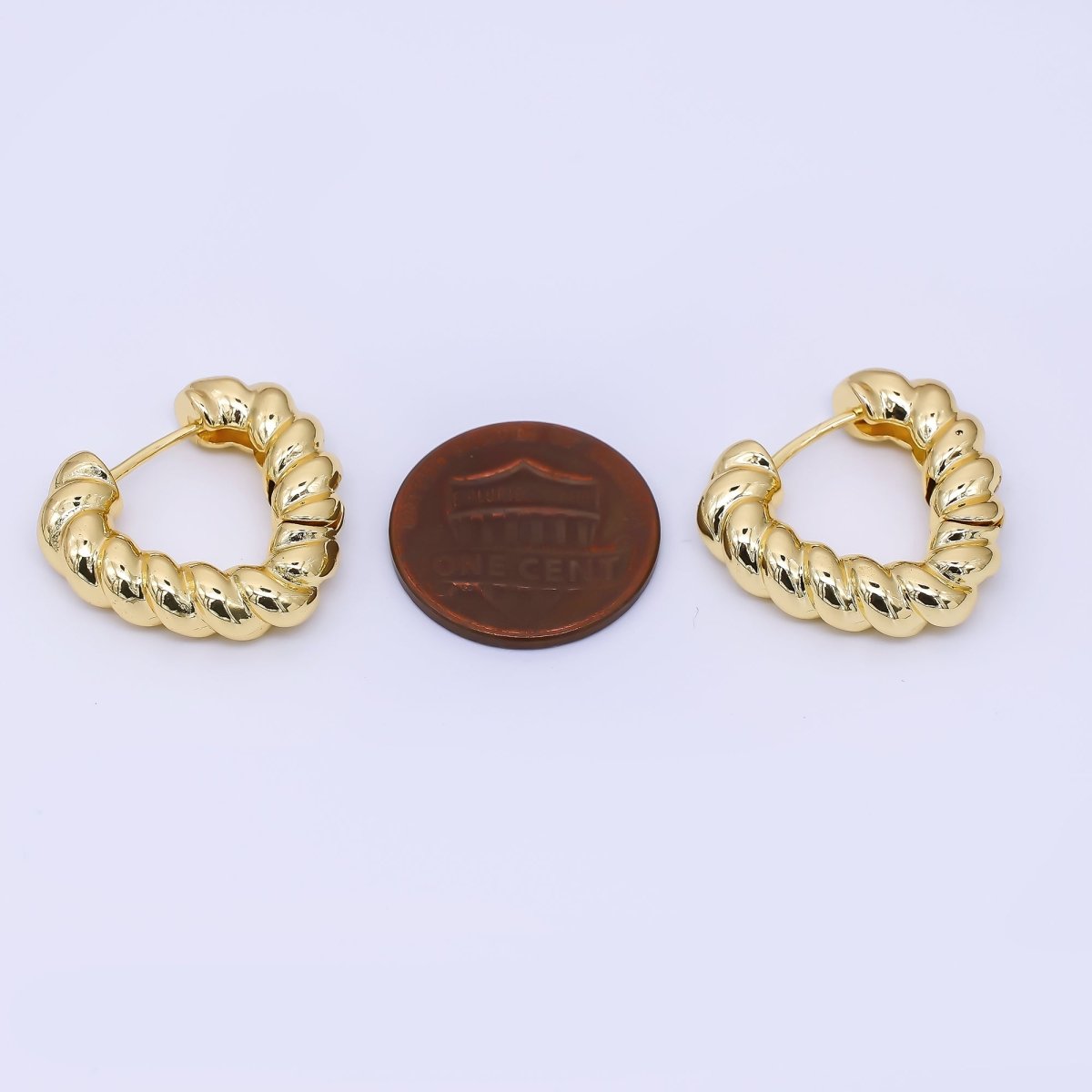 24K Gold Filled Croissant  Twisted Hinged Huggie Hoops Earrings | AJ-065
