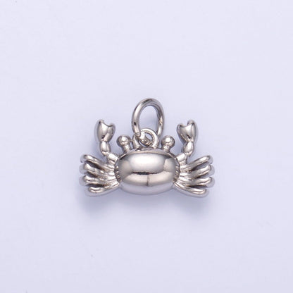 24K Gold Filled Crustacean Crab Sea Animal 3D Multidimensional Charm in Gold &amp; Silver | N021