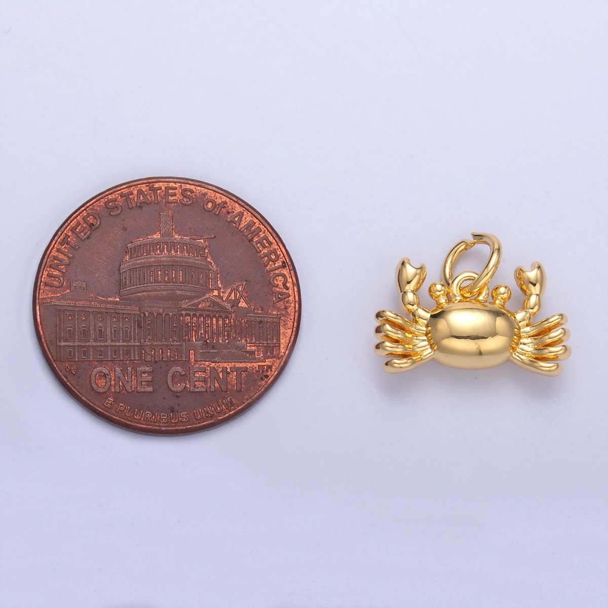 24K Gold Filled Crustacean Crab Sea Animal 3D Multidimensional Charm in Gold &amp; Silver | N021