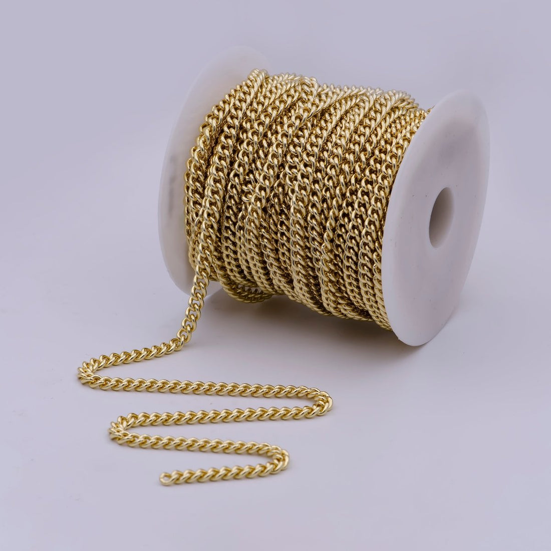 24K Gold Filled Cuban Curb Chain by Yard, 5.8mm Unfinished Roll Chain For Necklace Bracelet Anklet Component | ROLL-567