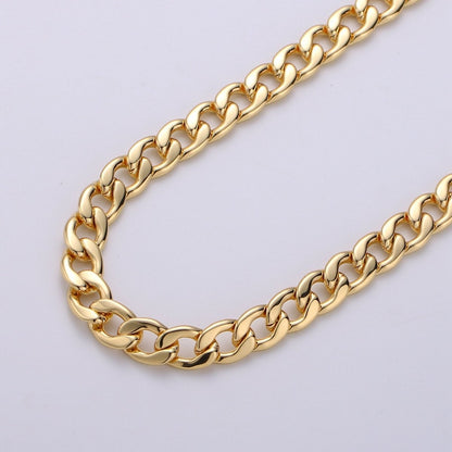 24K Gold Filled Cuban Curb Chain, Cuban Link Choker By Yard For Necklace Bracelet Anklet Supply | ROLL-237