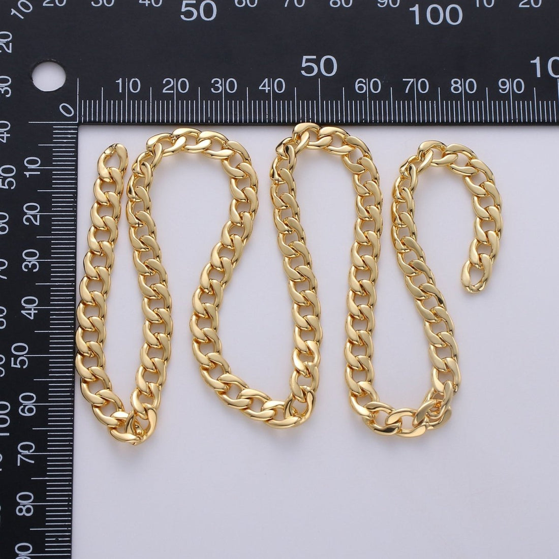 24K Gold Filled Cuban Curb Chain, Cuban Link Choker By Yard For Necklace Bracelet Anklet Supply | ROLL-237
