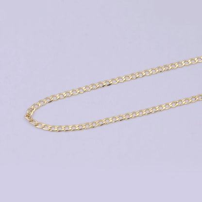 24K Gold Filled Cuban Link Curb Chain by Yard, Wholesale 2.3mm Width Flat Figaro Chain For Jewelry Making | ROLL-713
