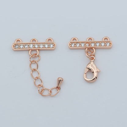 24K Gold Filled Cubic Zircon Crystal Lobster Clasp Necklace Layer Chain Extender  L-394 L-395