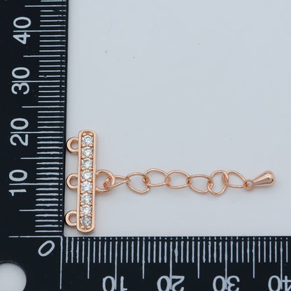 24K Gold Filled Cubic Zircon Crystal Lobster Clasp Necklace Layer Chain Extender  L-394 L-395