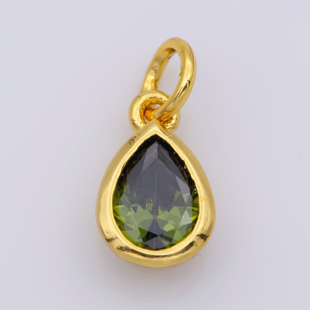 24K Gold Filled Cubic Zirconia CZ Teardrop Charm Jewelry Making Component | M-511-M-517