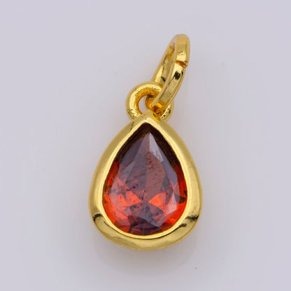 24K Gold Filled Cubic Zirconia CZ Teardrop Charm Jewelry Making Component | M-511-M-517