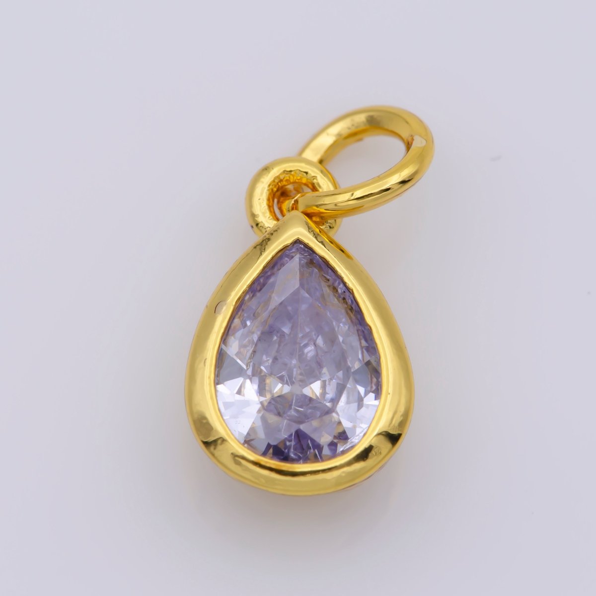 24K Gold Filled Cubic Zirconia CZ Teardrop Charm Jewelry Making Component | M-511-M-517