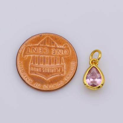 24K Gold Filled Cubic Zirconia CZ Teardrop Charm Jewelry Making Component | M-511-M-517