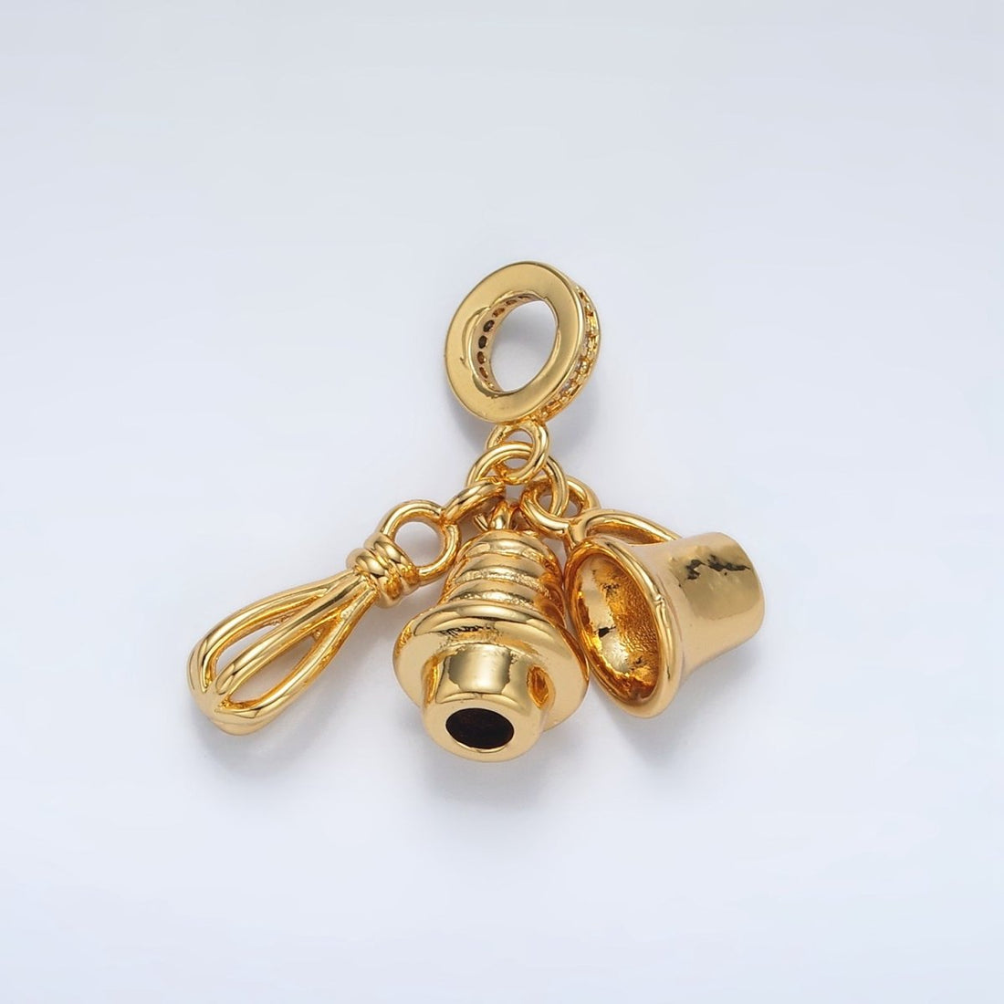 24K Gold Filled Cupcake Baking Micro Paved CZ Rhondelle Bail Drop Pendant | AC090