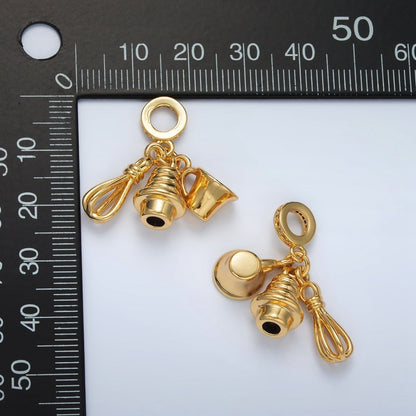 24K Gold Filled Cupcake Baking Micro Paved CZ Rhondelle Bail Drop Pendant | AC090