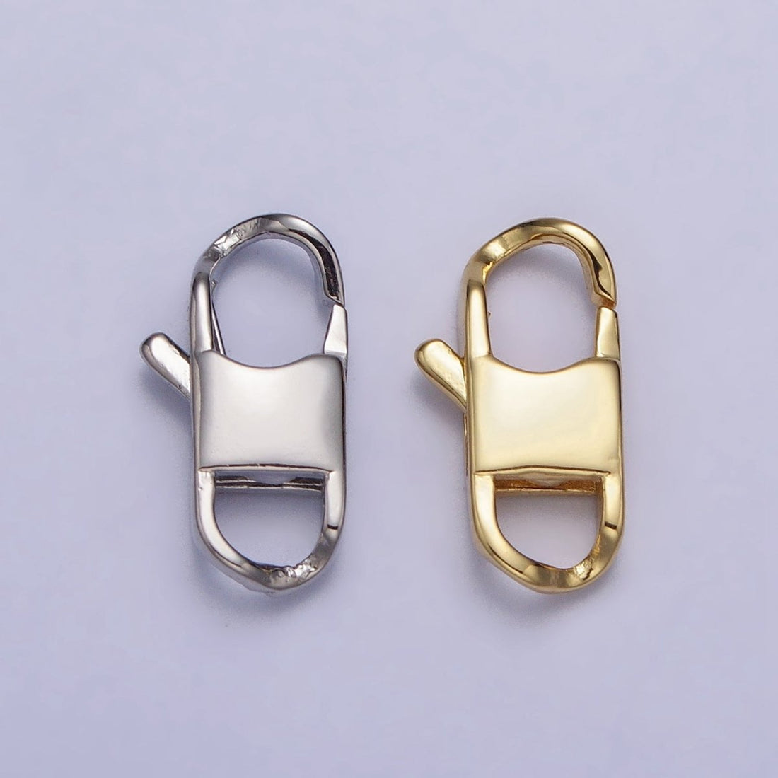 24K Gold Filled Curved Lobster Clasps Hammered Geometric Rectangular Closure Supply in Gold &amp; Silver | Z-119 Z-120