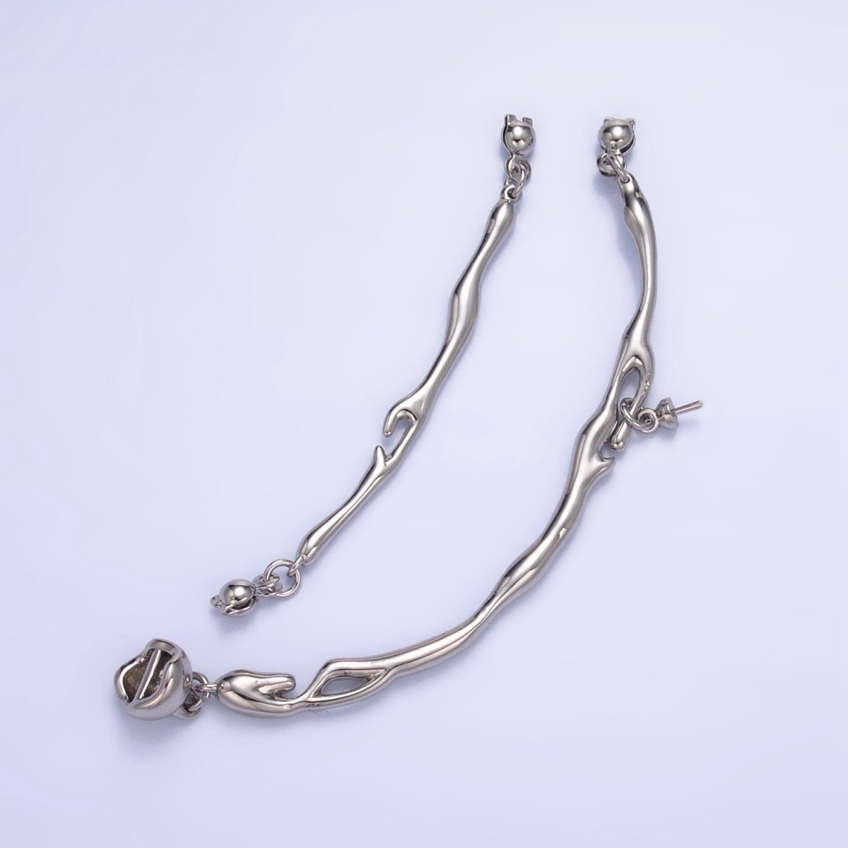 24K Gold Filled Curved Molten Drip Needle Drop Connector Findings Set in Gold &amp; Silver | Z776