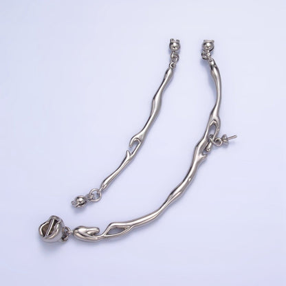 24K Gold Filled Curved Molten Drip Needle Drop Connector Findings Set in Gold &amp; Silver | Z776
