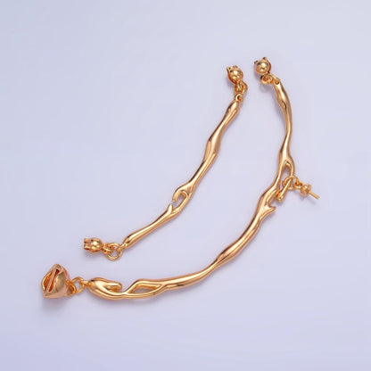 24K Gold Filled Curved Molten Drip Needle Drop Connector Findings Set in Gold &amp; Silver | Z776