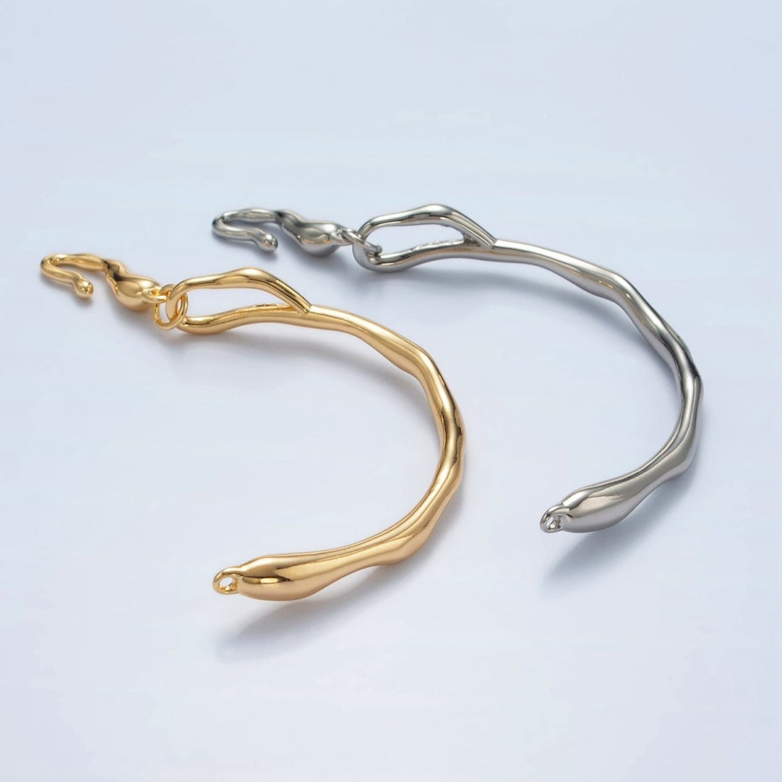 24K Gold Filled Curved Molten Hook Closure Findings Set in Silver &amp; Gold | Z834 Z835