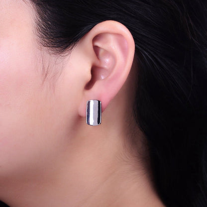 24K Gold Filled Curved Oblong Rectangular Open Loop English Lock Earrings Supply in Silver &amp; Gold | Z-198 Z-333