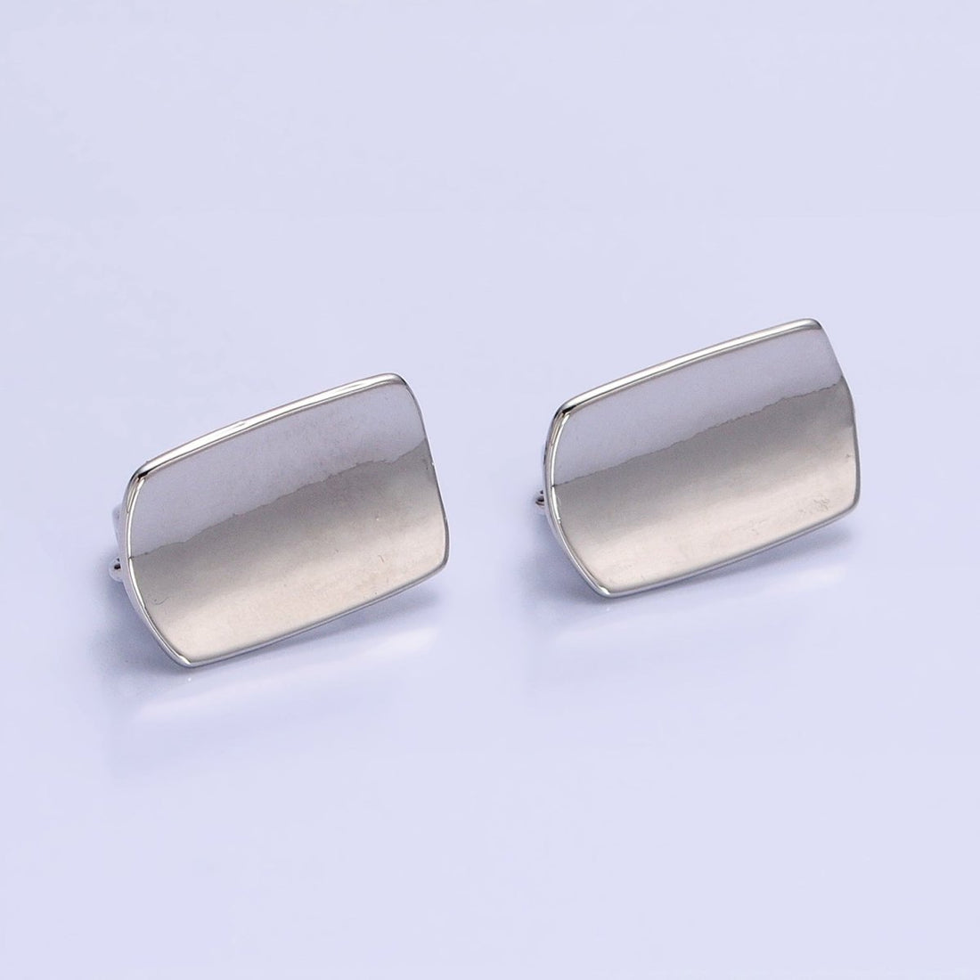 24K Gold Filled Curved Oblong Rectangular Open Loop English Lock Earrings Supply in Silver &amp; Gold | Z-198 Z-333