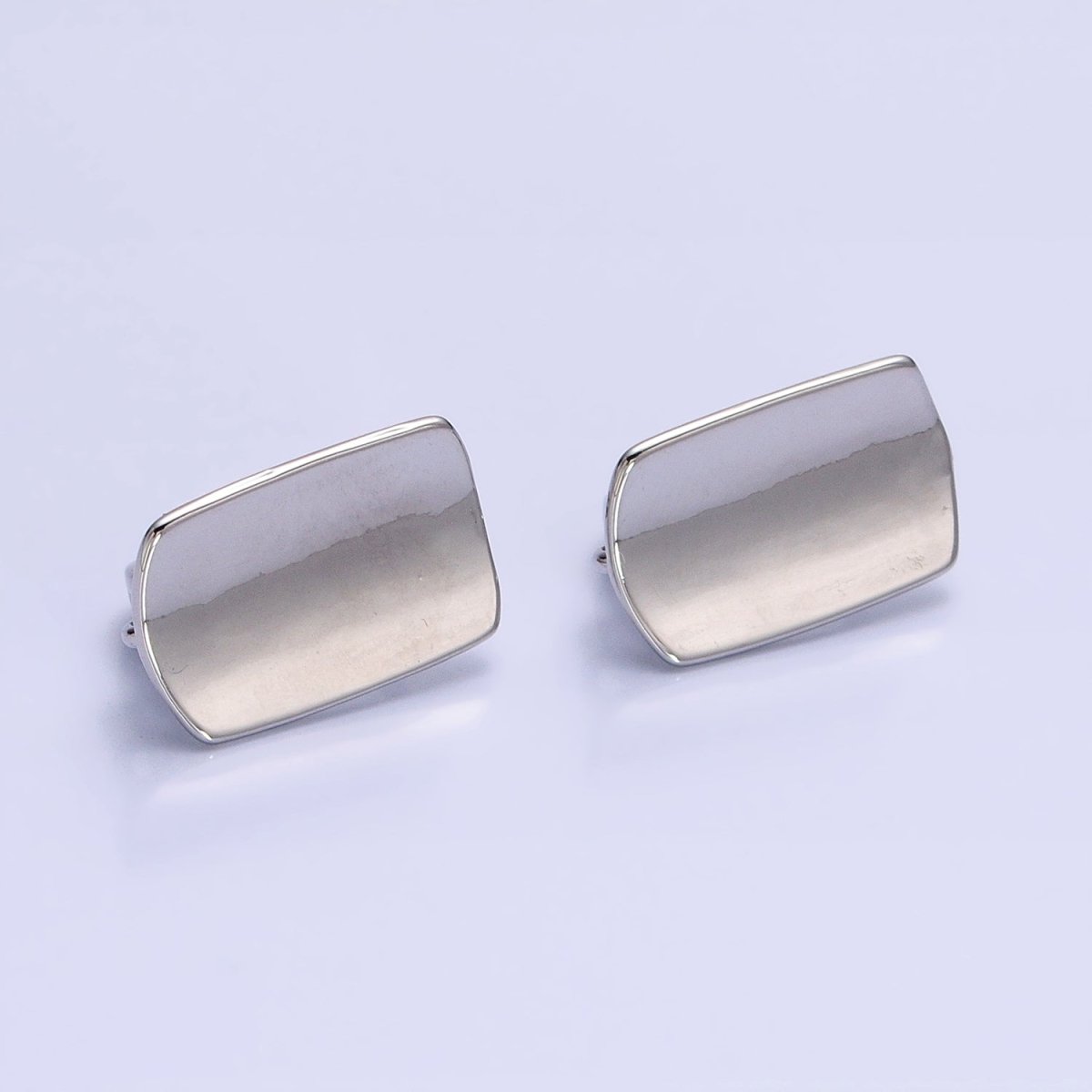 24K Gold Filled Curved Oblong Rectangular Open Loop English Lock Earrings Supply in Silver &amp; Gold | Z-198 Z-333
