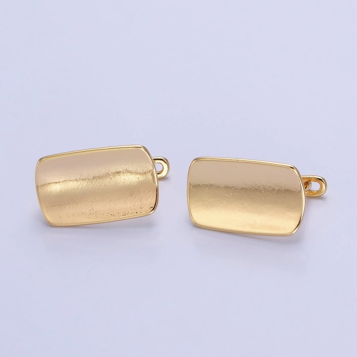 24K Gold Filled Curved Oblong Rectangular Open Loop English Lock Earrings Supply in Silver &amp; Gold | Z-198 Z-333