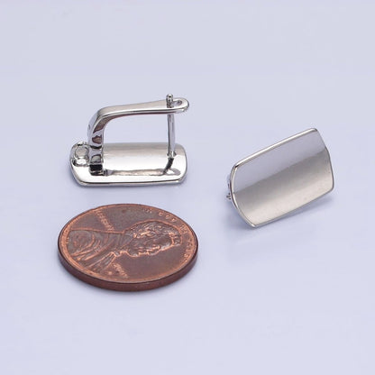 24K Gold Filled Curved Oblong Rectangular Open Loop English Lock Earrings Supply in Silver &amp; Gold | Z-198 Z-333
