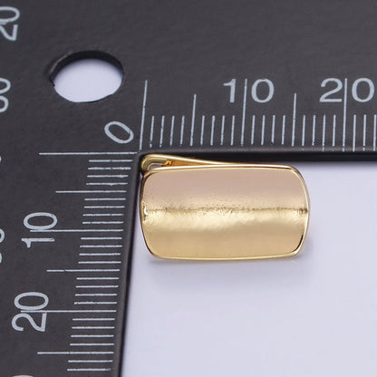 24K Gold Filled Curved Oblong Rectangular Open Loop English Lock Earrings Supply in Silver &amp; Gold | Z-198 Z-333