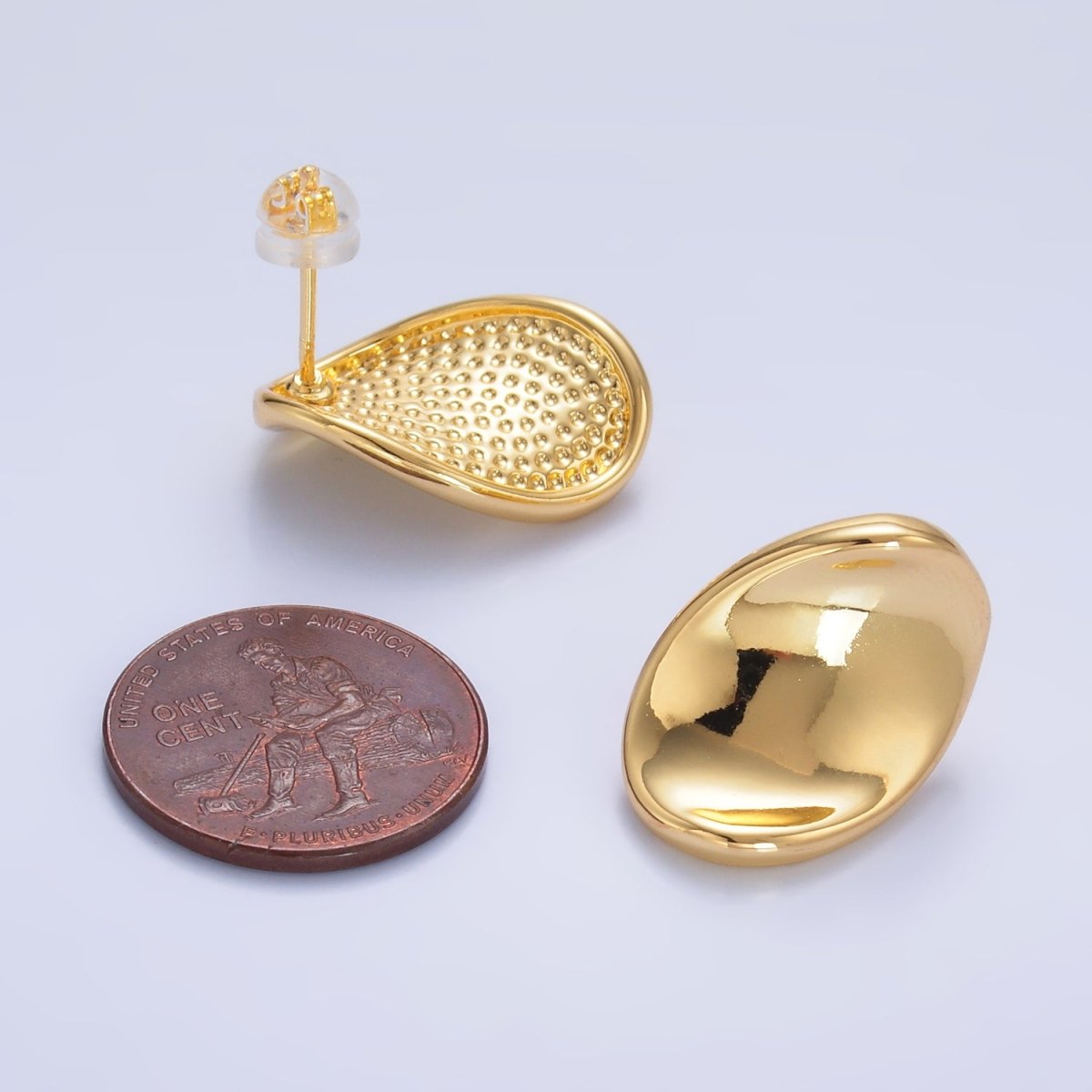 24K Gold Filled Curved Oval Stud Earrings in Gold &amp; Silver | AB919 AB921