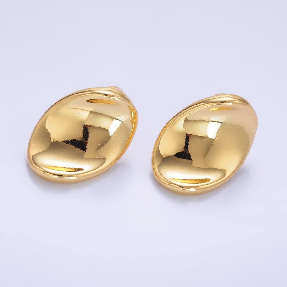 24K Gold Filled Curved Oval Stud Earrings in Gold &amp; Silver | AB919 AB921