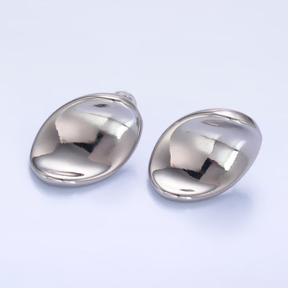 24K Gold Filled Curved Oval Stud Earrings in Gold &amp; Silver | AB919 AB921